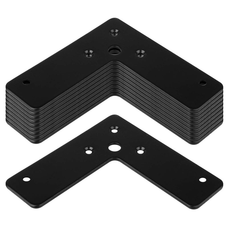 GBGS 10 Pcs Black Flat Corner Brace 4""  4""  1"", L Shaped Corner Stealth Speed Brace Flat Fixing Mending Plates, Thickness 2 mm, Load 33lb,Screws not Included - Image 4